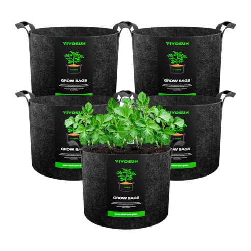 Vivosun 1 Gallon Grow Bags 5-Pack Black Thickened Nonwoven Fabric Pots with Handles