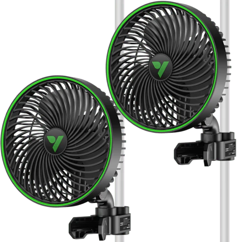 Vivosun 2-Pack AeroWave E6 Gen2, Grow Tent Clip Fan 6", EC Motor, Smart Control, Powerful Oscillating Fan, Black