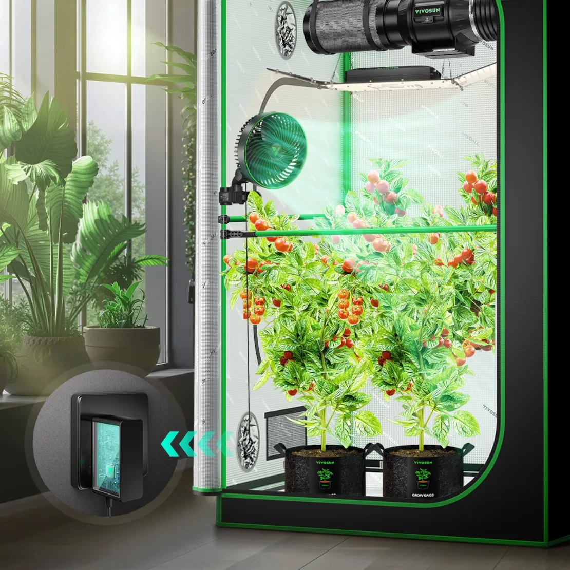 Vivosun 2-Pack AeroWave E6 Gen2, Grow Tent Clip Fan 6", EC Motor, Smart Control, Powerful Oscillating Fan, Black - Image 11