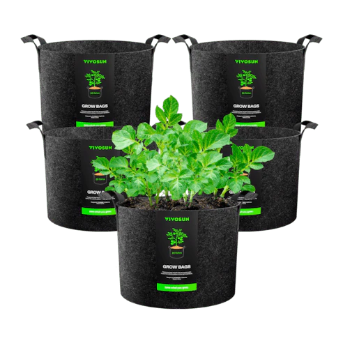 Vivosun 20 Gallon Grow Bags 5-Pack Black Thickened Nonwoven Fabric Pots with Handles