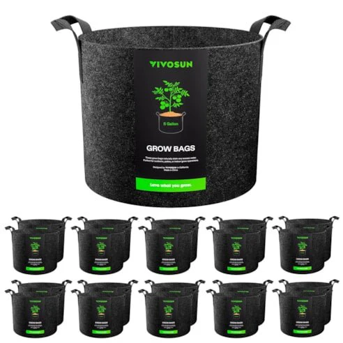 Vivosun 20-Pack 5 Gallon Grow Bags, Heavy Duty Thickened Nonwoven Fabric Pots with Handles for Flowers Fruits and Vegetables Black