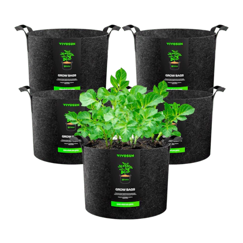 Vivosun 25 Gallon Grow Bags 5-Pack Black Thickened Nonwoven Fabric Pots with Handles