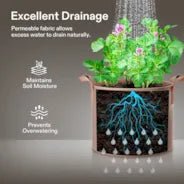 Vivosun 25 Gallon Grow Bags 5-Pack Brown Thickened Nonwoven Fabric Pots with Handles - Image 4