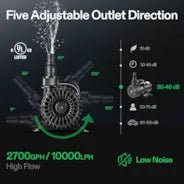 Vivosun 2700 GPH Submersible Water Pump 120W Ultra Quiet Pump High Lift for Pond Waterfall - Image 3