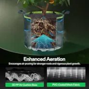 Vivosun 3-Pack 3-Gallon AeroBase Grow Bags, Durable Mesh Fabric Plant Container with Breathable Base and Sturdy Handles, Black - Image 4