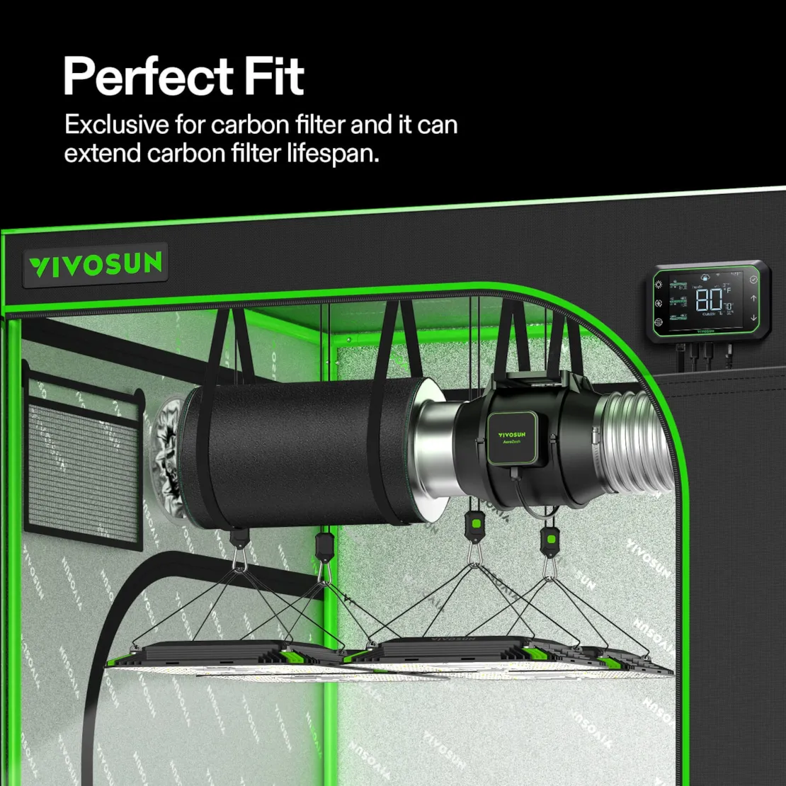 Vivosun 4 Inch Prefilter for 4" Carbon Filter, Black, 2 Pack - Image 6