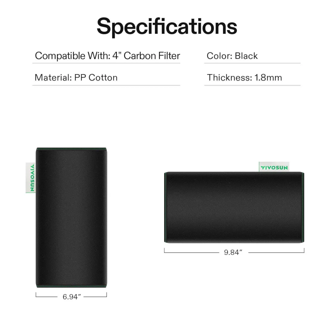 Vivosun 4 Inch Prefilter for 4" Carbon Filter, Black, 2 Pack - Image 7