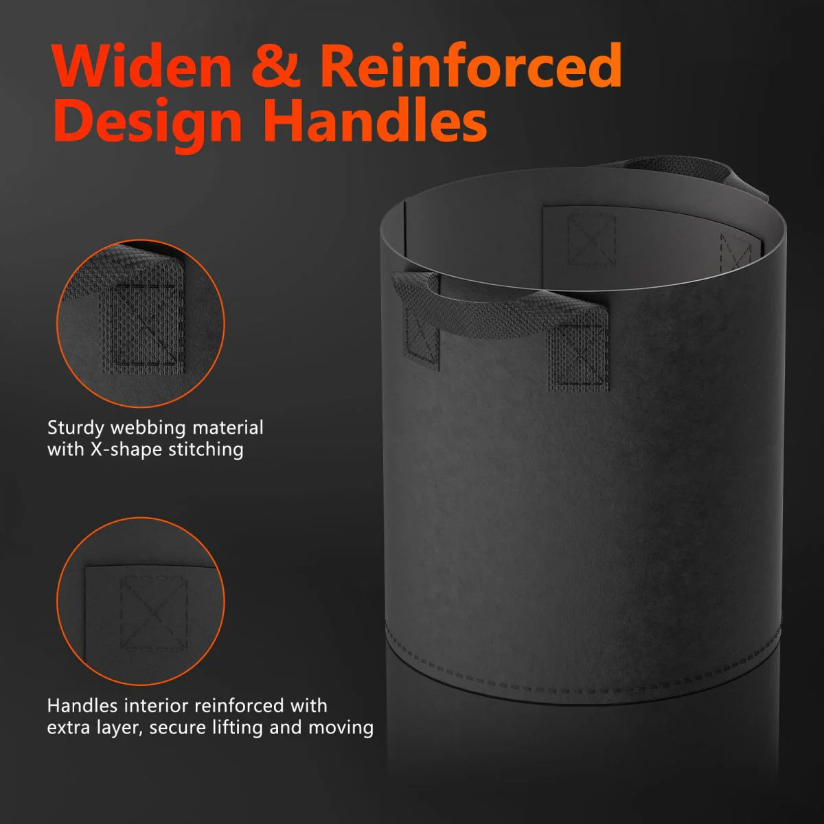 Spider Farmer 5-Pack 5 Gallon Grow Bags Heavy Duty 300G Thickened Nonwoven Plant Fabric Pots with Handles - Image 3