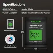 Vivosun 62% RH Two-Way Humidity Control Packs, Size 4 g, 10 Packs for Storing 1/2 oz, Moisture Balancer with RH Indicator Card for Food & Herb Storage - Image 7