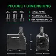 Vivosun 660GPH Submersible Water Pump, 2500L/H 35W aquarium pump - Image 2