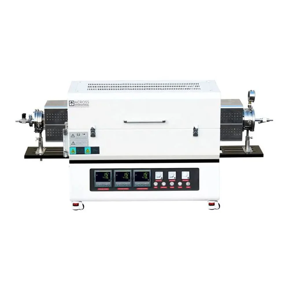Across International 1700°C 3 Zone Tube Furnace with Vacuum Flanges & Alumina Tube