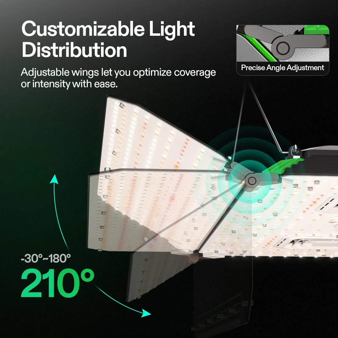 Vivosun AeroLight Wing AW400 Tunable Spectrum LED Grow Light 400W, with Integrated Circulation Fan, Compatible with APP, 4 x 4 Ft. Coverage - Image 5