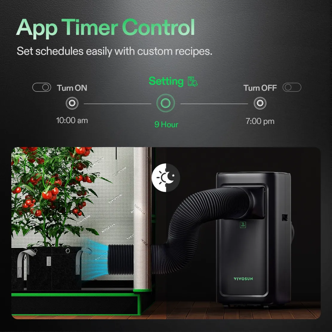Vivosun AeroLush C08 Intelligent Air Conditioner, 4-in-1 Function, with Temperature & Humidity Sensor Probe - Image 5