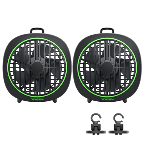 Vivosun AeroWave D4, 4” Grow Tent Clip Fan with Detachable Hook, Black, 2 Pack