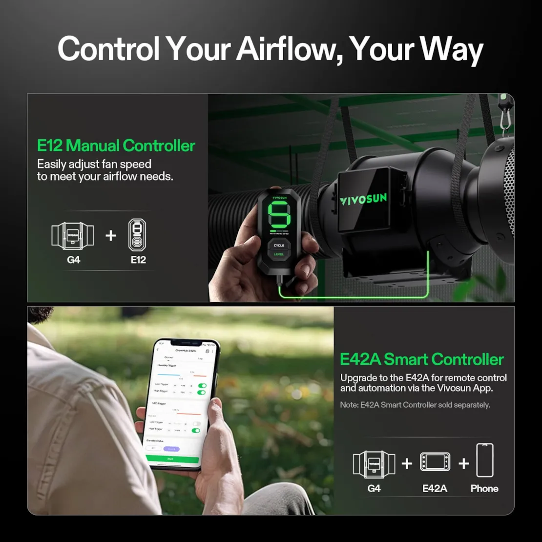 Vivosun AeroZesh G4 Inline Fan 4" with E12 Speed Controller, PWM-Controlled EC Fan for Grow Tent Ventilation - Image 6