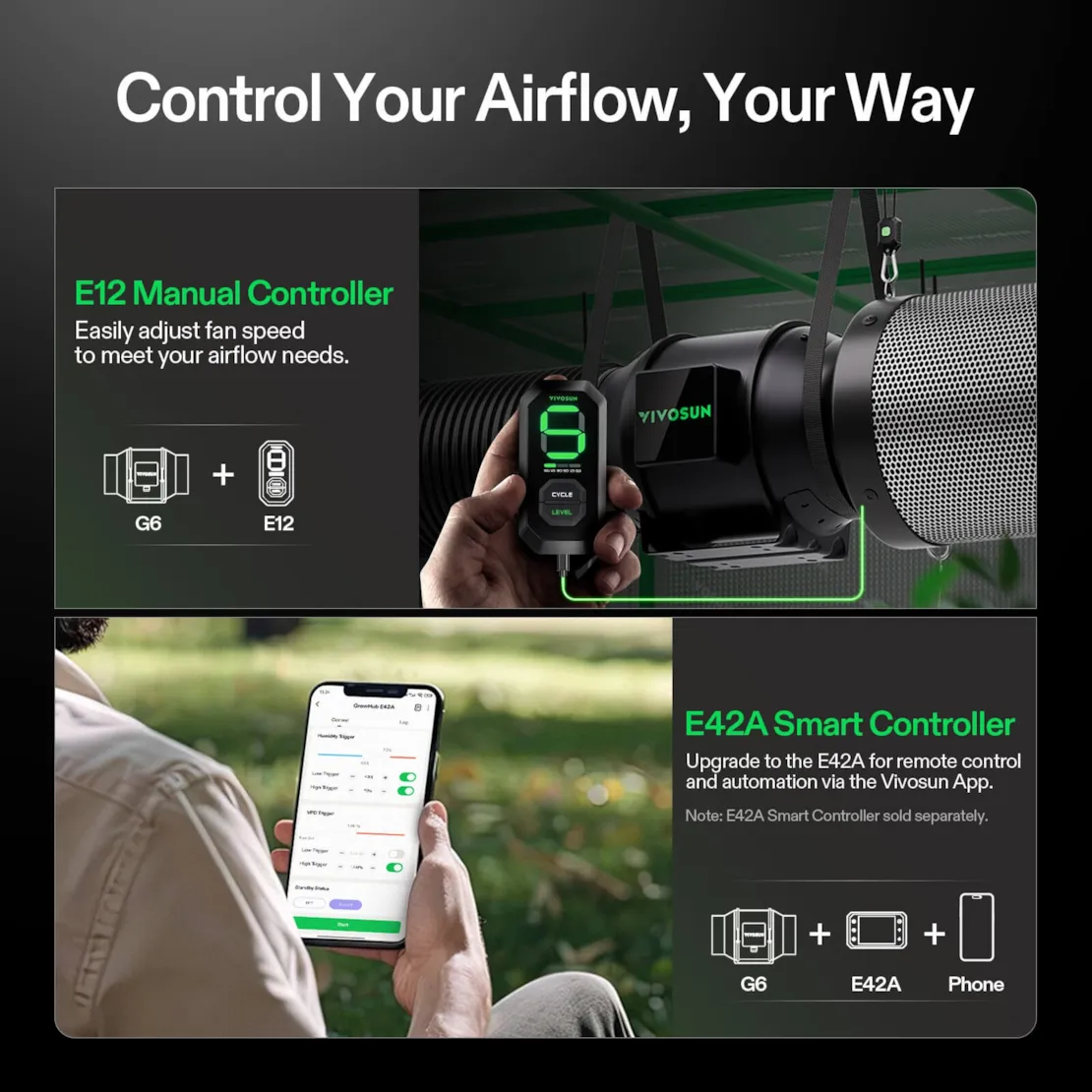 Vivosun AeroZesh G6 Inline Fan 6” with E12 Speed Controller, PWM-Controlled EC Fan for Grow Tent Ventilation - Image 6