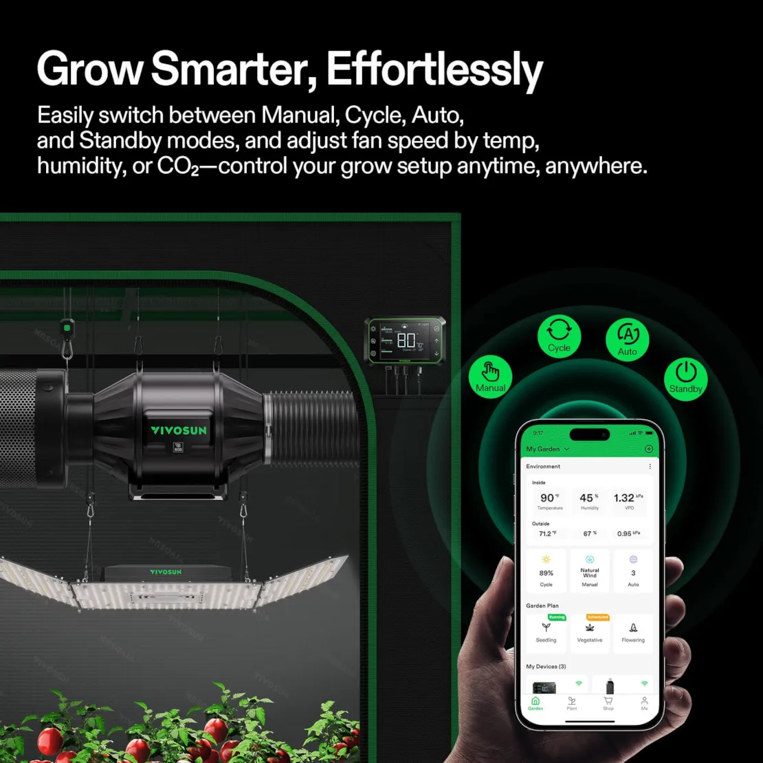 Vivosun AeroZesh T4 Inline Fan 4" with E12 Speed Controller, PWM-Controlled EC Fan for Grow Tent Ventilation - Image 7