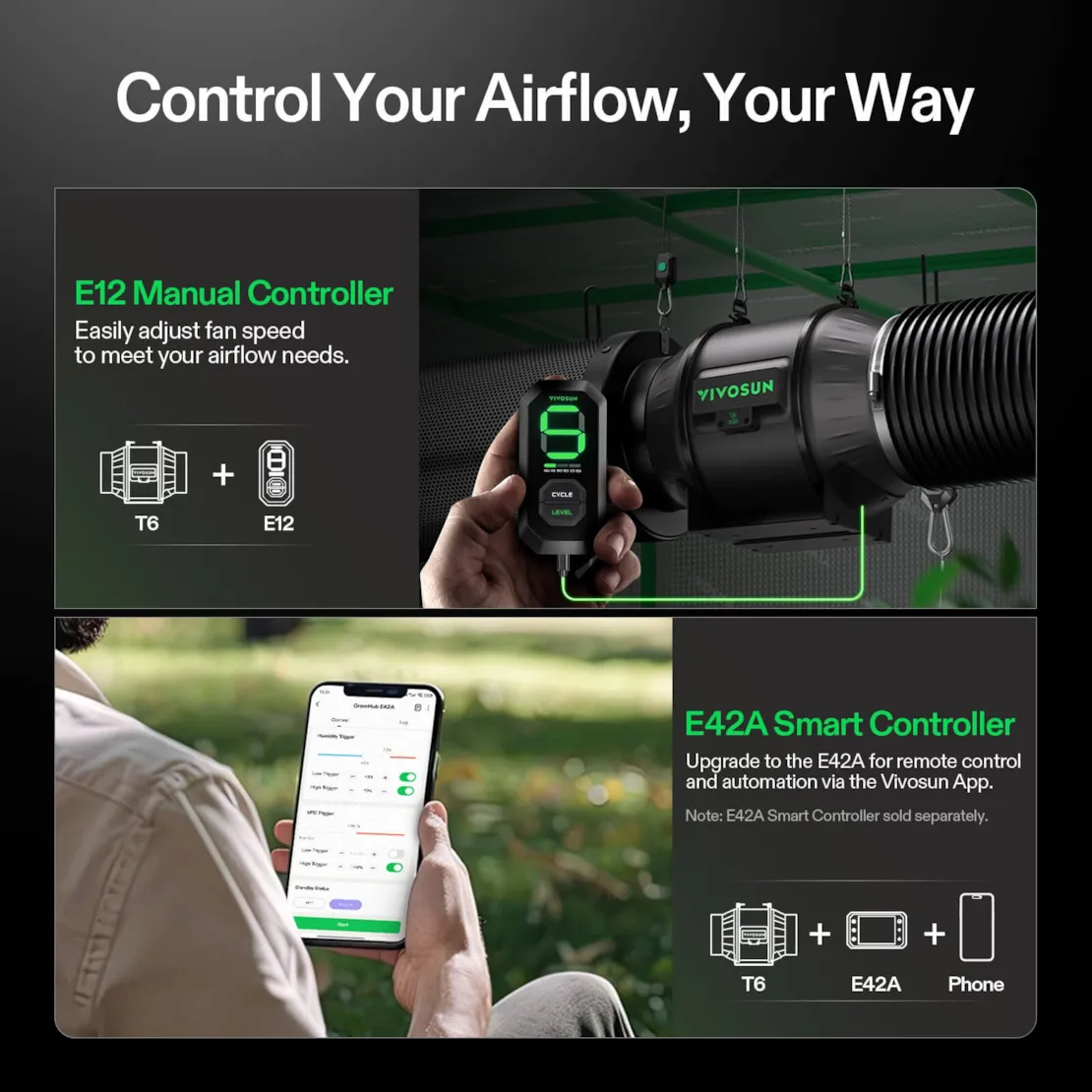 Vivosun AeroZesh T6 Inline Fan 6" with E12 Speed Controller, PWM-Controlled EC Fan for Grow Tent Ventilation - Image 6