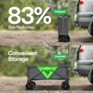 Vivosun Collapsible Folding Wagon, Outdoor Utility with Silent Universal Wheels, 110L, Grey & Green - Image 4