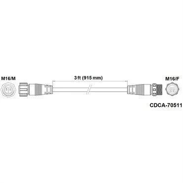 Fluence DC Light Bar Extender 3ft – M16 Threaded to M16 Threaded Connector