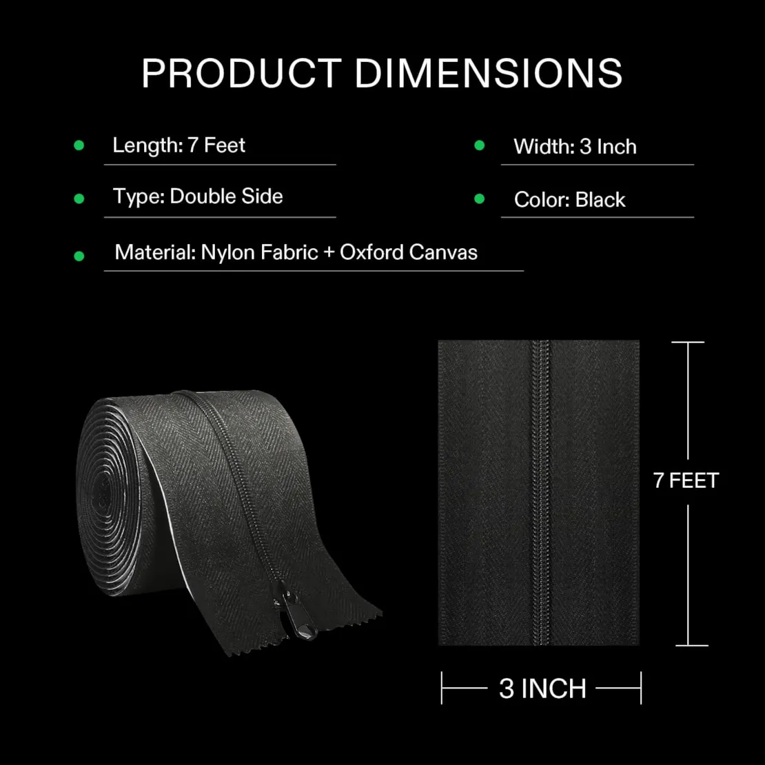 Vivosun Heavy Duty Zipper for Tarp 7ft x 3inch 2-Pack - Image 3