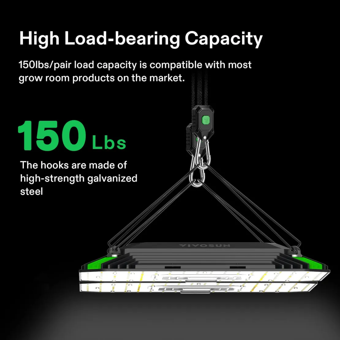 Vivosun LED Grow Light Adjustable Hanger 1/8 Inch, 150 lbs/pair Weight Capacity, 1 Pair - Image 3