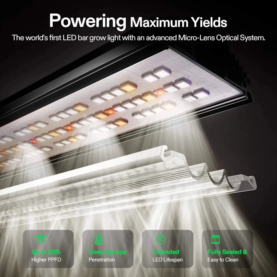 Vivosun LumaLight 500W LED Grow Light, Full Spectrum Indoor Plant Light with Deep Canopy Penetration, 4x4ft Coverage, GrowHub Compatible - Image 3