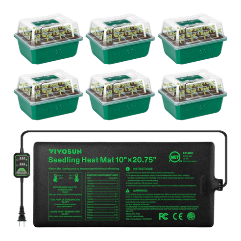 Vivosun Seedling Combo w/ 10"x20.75" Heat Mat and 6-Pack Seed Starter Trays
