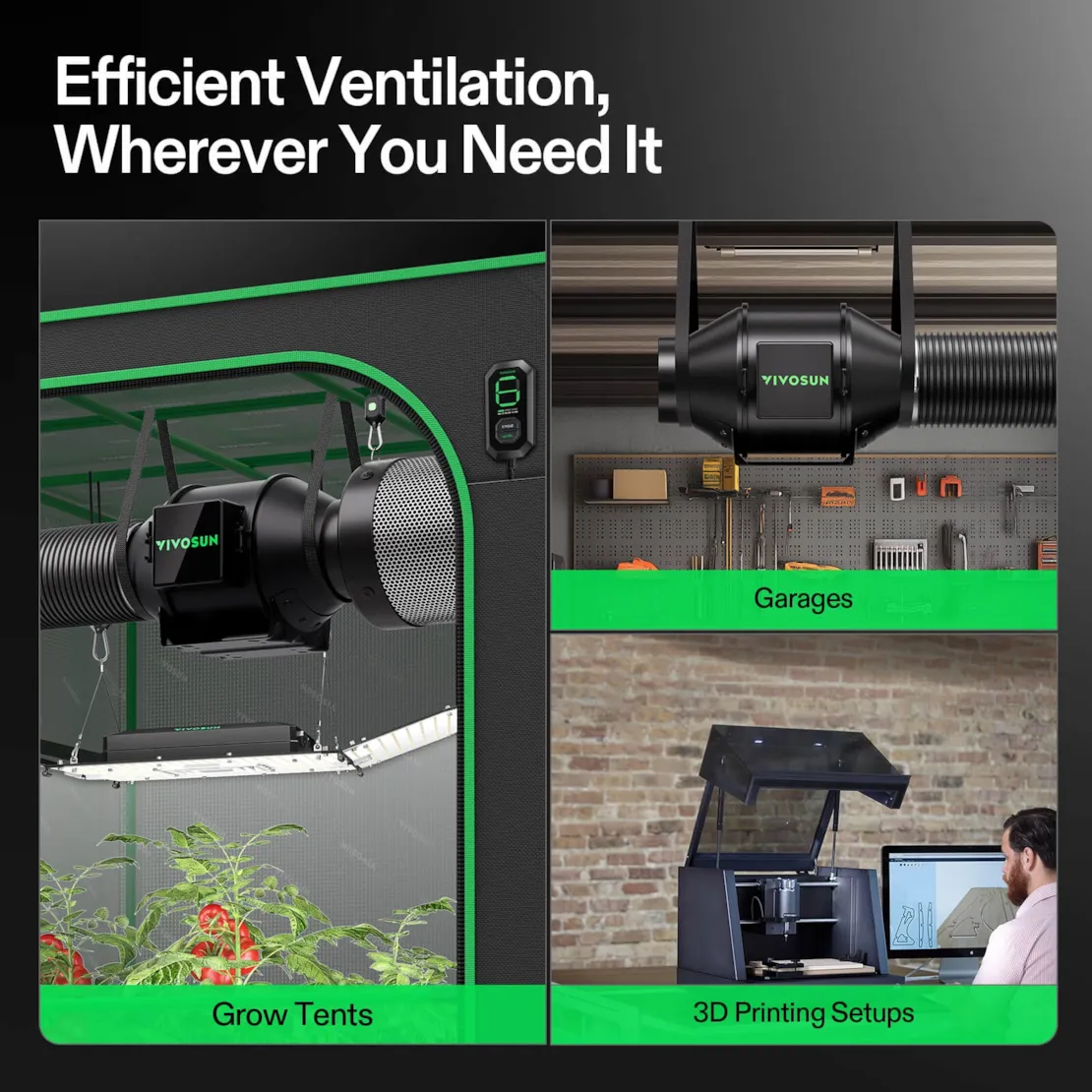 Vivosun Smart Air Filtration Kit 4", AeroZesh G4 Inline Fan with E12 Speed Controller, Carbon Filter & Ducting Combo - Image 2