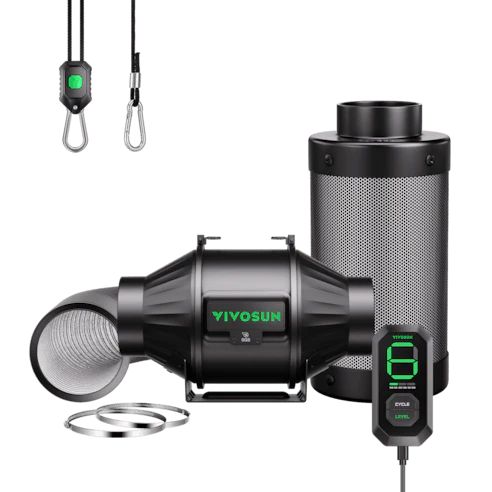 Vivosun Smart Air Filtration Kit 4", AeroZesh T4 Inline Fan with E12 Speed Controller, Carbon Filter & Ducting Combo