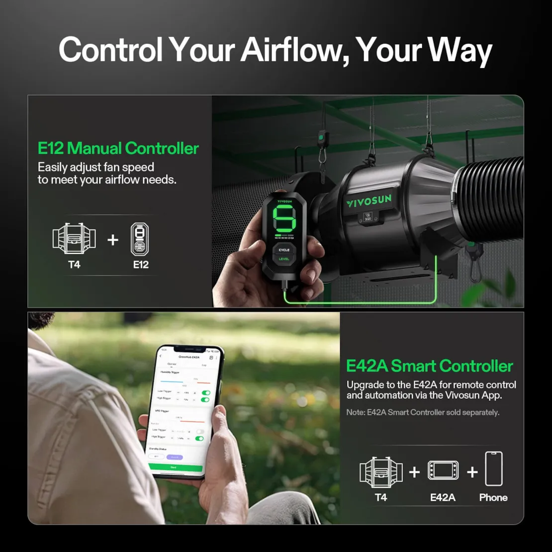 Vivosun Smart Air Filtration Kit 4", AeroZesh T4 Inline Fan with E12 Speed Controller, Carbon Filter & Ducting Combo - Image 6