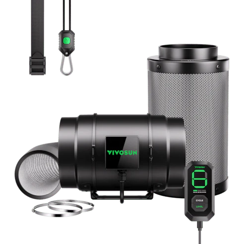 Vivosun Smart Air Filtration Kit 8", AeroZesh G8 Inline Fan with E12 Speed Controller, Carbon Filter & Ducting Combo