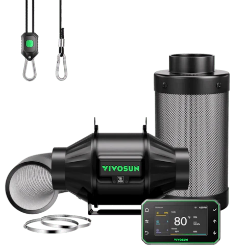 Vivosun Smart Air Filtration PRO Kit 4", AeroZesh T4 Inline Duct Fan with GrowHub E42A+, Temperature Humidity Controller, Carbon Filter & Ducting Ventilation System for Grow Tent, Hydroponics