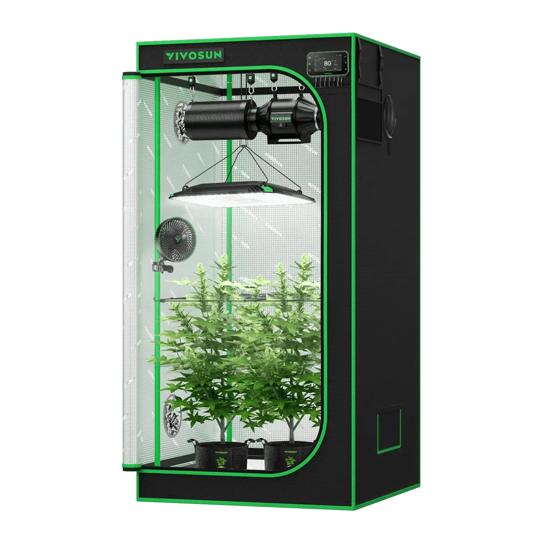 Vivosun Smart Grow Tent Kit Pro 2.7x2.7, 2-Plant Complete System, with WiFi E42A+ Controller, 100W AeroLight LED Grow Light, 4-inch AeroZesh T4 Ventilation Combo, and AeroWave E6 Gen2 Clip-on Fan - Image 12