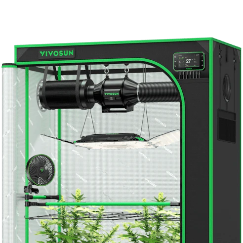 Vivosun Smart Grow Tent Kit Pro 2x4, 2-Plant Complete System, with WiFi E42A+ Controller, 200W AeroLight Wing LED Grow Light, 4-inch AeroZesh T4 Ventilation Combo, and AeroWave E6 Gen2 Clip-on Fan