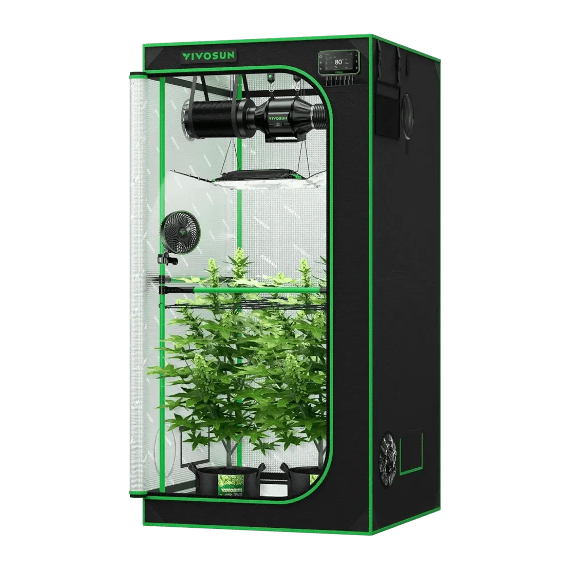 Vivosun Smart Grow Tent Kit Pro 3x3, 3-Plant Complete System, with WiFi E42A+ Controller, 200W AeroLight Wing LED Grow Light, 4-inch AeroZesh T4 Ventilation Combo, and AeroWave E6 Gen2 Clip-on Fan - Image 12