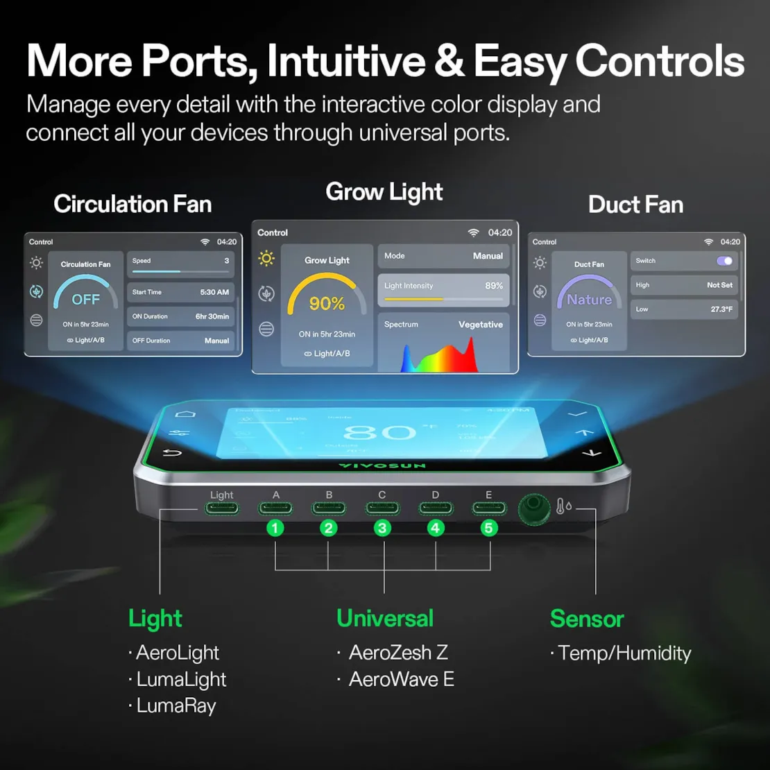 Vivosun Smart Grow Tent Kit Pro 3x3, 3-Plant Complete System, with WiFi E42A+ Controller, 200W AeroLight Wing LED Grow Light, 4-inch AeroZesh T4 Ventilation Combo, and AeroWave E6 Gen2 Clip-on Fan - Image 9