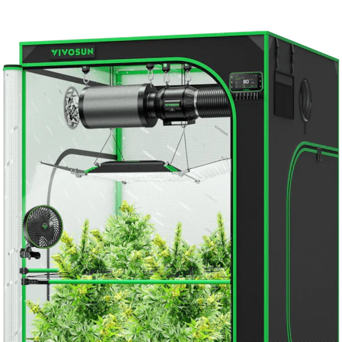Vivosun Smart Grow Tent Kit Pro 4x4, 4-Plant Complete System, with WiFi E42A+ Controller, 400W AeroLight Wing LED Grow Light, 6-inch AeroZesh T6 Ventilation Combo, and AeroWave E6 Gen2 Clip-on Fan