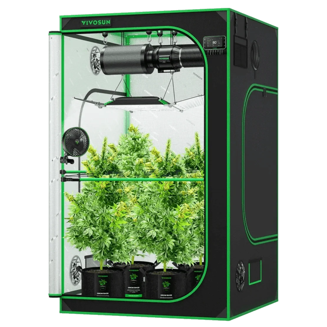 Vivosun Smart Grow Tent Kit Pro 4x4, 4-Plant Complete System, with WiFi E42A+ Controller, 400W AeroLight Wing LED Grow Light, 6-inch AeroZesh T6 Ventilation Combo, and AeroWave E6 Gen2 Clip-on Fan - Image 12