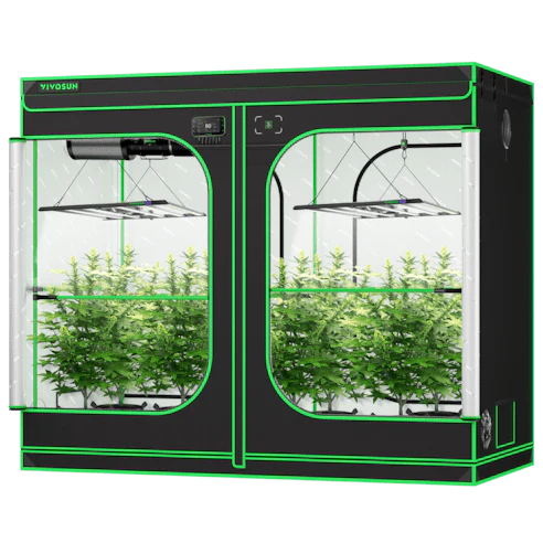 Vivosun Smart Grow Tent Kit Pro 4x8, 8-Plant Complete System, with WiFi E42A+ Controller, 2x 500W LumaLight LED Grow Light, and 8-inch AeroZesh T8 Ventilation Combo