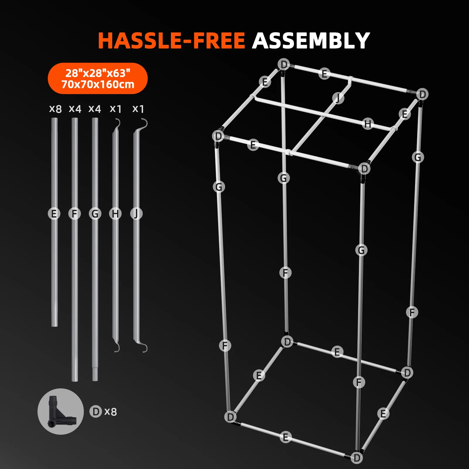 Spider Farmer® 2.3’x2.3’x5.2′ 70cm x 70cm x 160cm Indoor Grow Tent 1680D Hydroponic Plant Room for Optimal Plant Growth & Climate Control - Image 9
