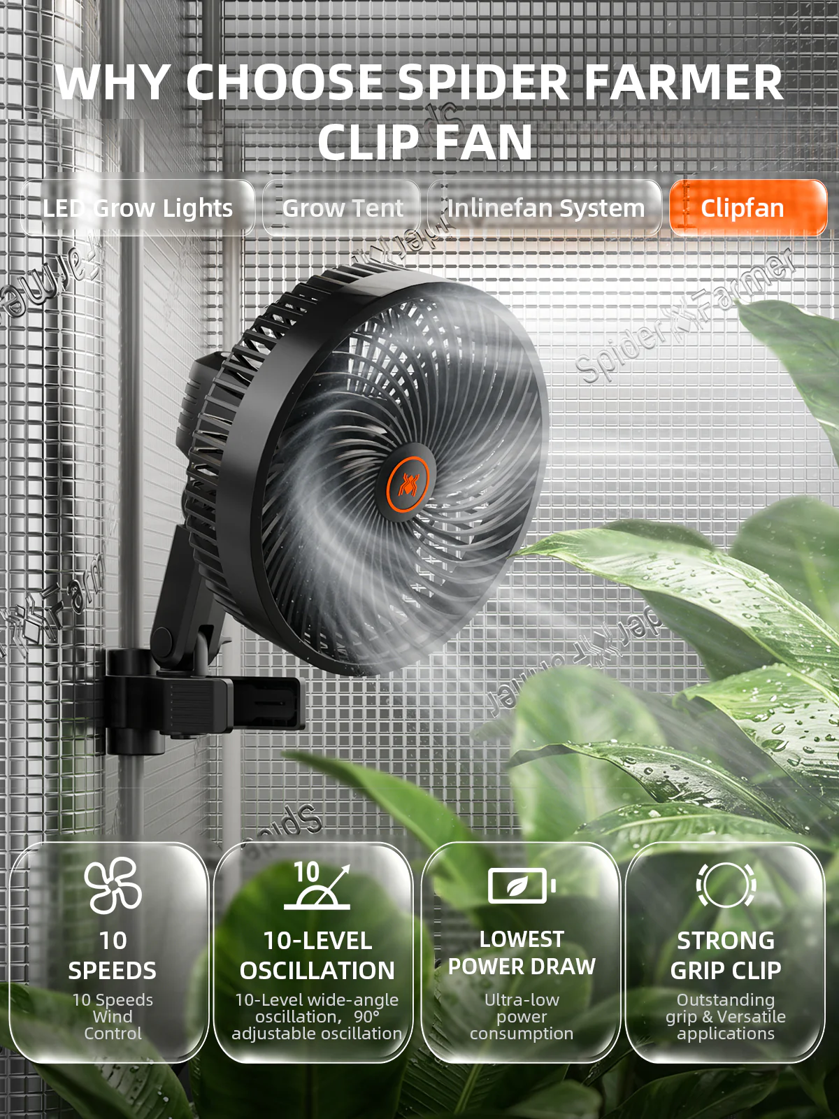 Spider Farmer 3×3′ Complete Grow Tent Kit丨G3000 WiFi & Bluetooth App-Controlled LED Grow Light丨6” Clip Fan丨4” Ventilation System with GGS Controller - Image 7