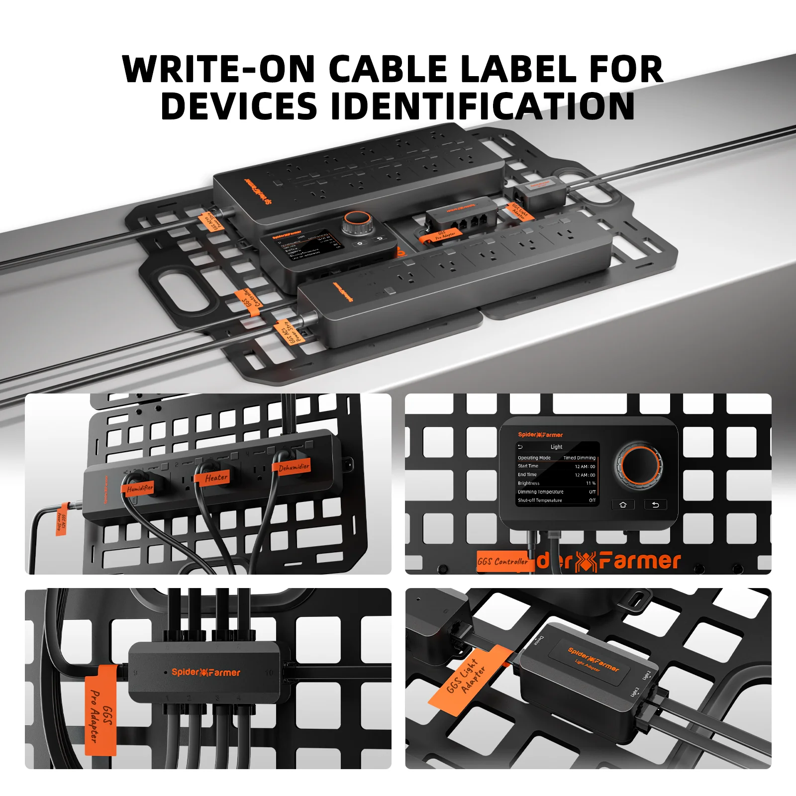 Spider Farmer® New Foldable Gear Board for Grow Tent – Heavy-Duty Equipment and Cable Management System, ABS Mounting Panel Organizer for GGS Smart System, Power Strip - Image 4
