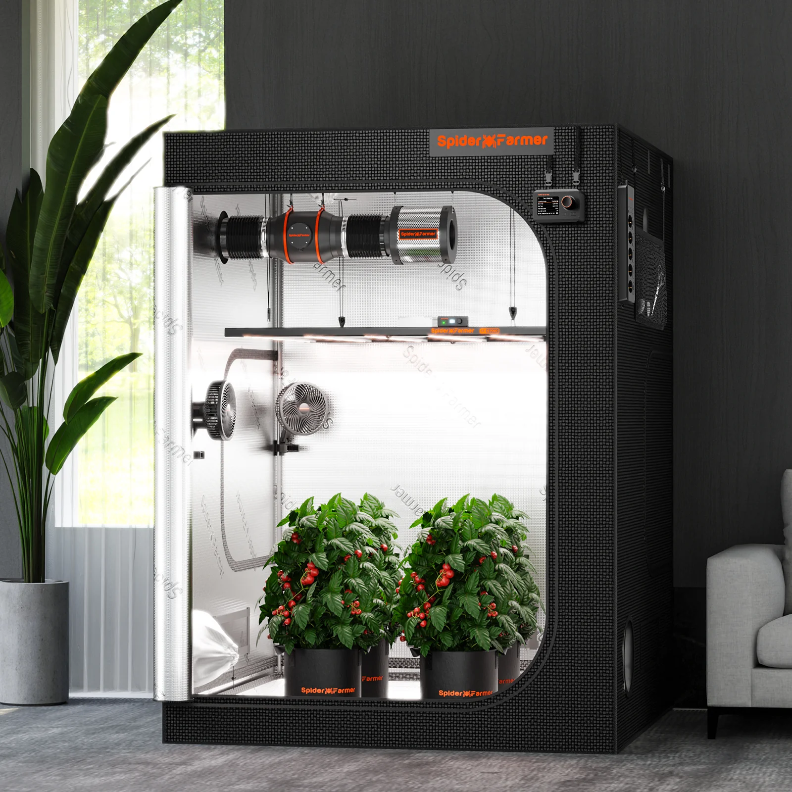 Upgraded Spider Farmer® 5’x5’x6.5′ 150cm x 150cm x 200cm Indoor Grow Tent 1680D Hydroponic Plant Room for Optimal Plant Growth & Climate Control - Image 10