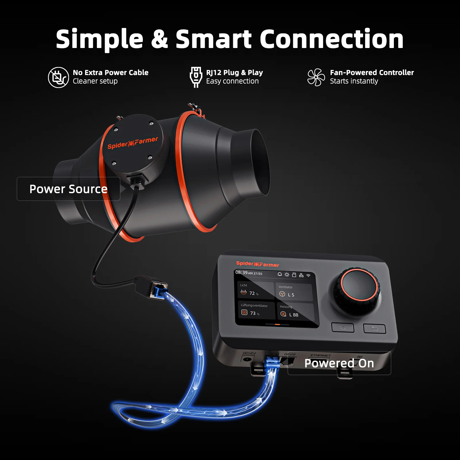 Spider Farmer 6″ Inline Fan with GGS Controller 402 CFM Ventilation System for Grow Tents - Image 3
