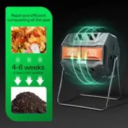 Vivosun Tumbling Composter Dual Rotating Batch Compost Bin 43 Gallon Orange - Image 3