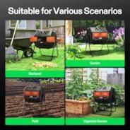 Vivosun Tumbling Composter Dual Rotating Batch Compost Bin 43 Gallon Orange - Image 6