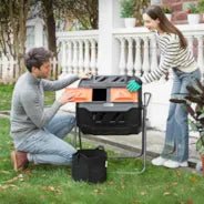 Vivosun Tumbling Composter Dual Rotating Batch Compost Bin 43 Gallon Orange - Image 7